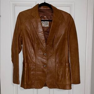 Remy Leather Fashions Tan Blazer Tailored Suit Jacket